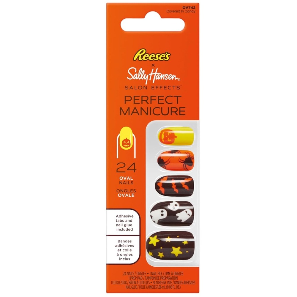 Sally Hansen x Reese's Halloween Nails 24 Oval Mix Ghost Spider Pumpkin NIB